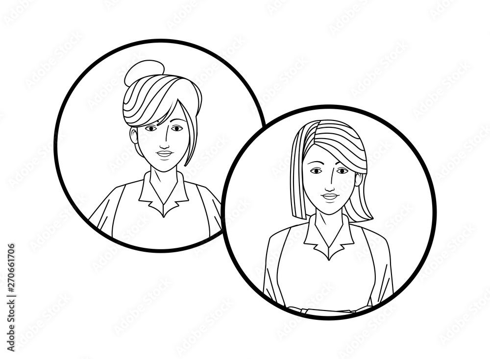 businesswomen avatar profile picture in round icons black and white businesswomen avatar profile picture in round icons black and white