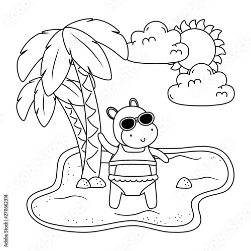 summer vacation relax cartoon vector illustration