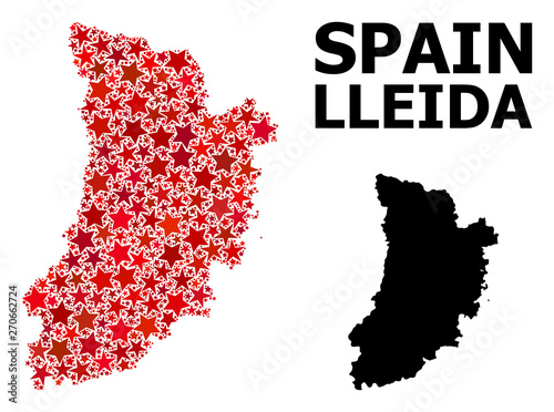 Red Star Pattern Map of Lleida Province photo