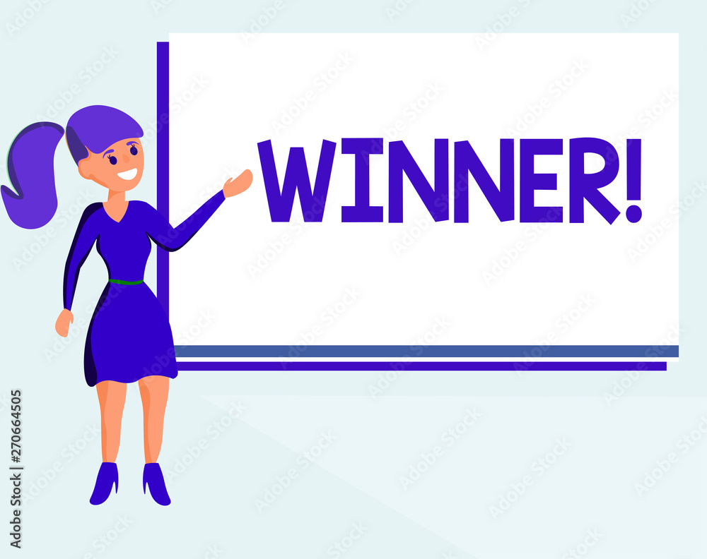 Text sign showing Winner. Conceptual photo Person or thing that wins something Goal reached Achievement. Text sign showing Winner. Conceptual photo Person or thing that wins something Goal reached Achievement.