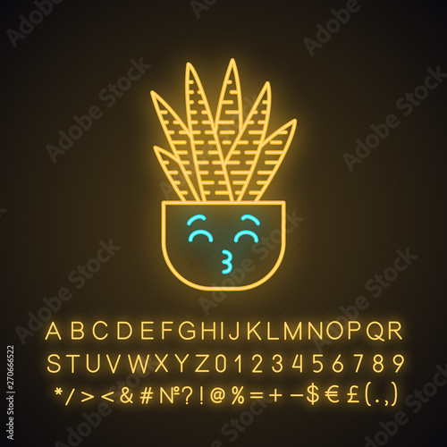 Zebra cactus cute kawaii neon light character