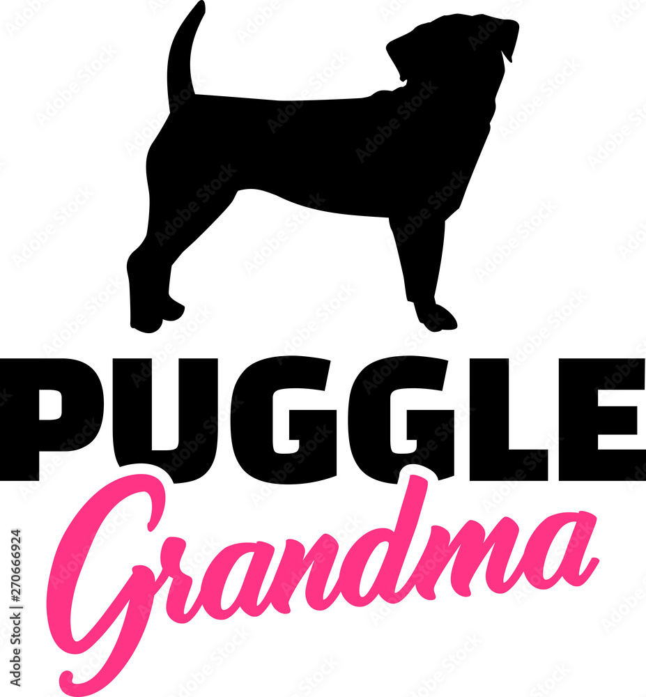 Puggle Grandma with silhouette