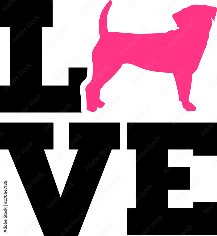 Puggle love with pink silhouette