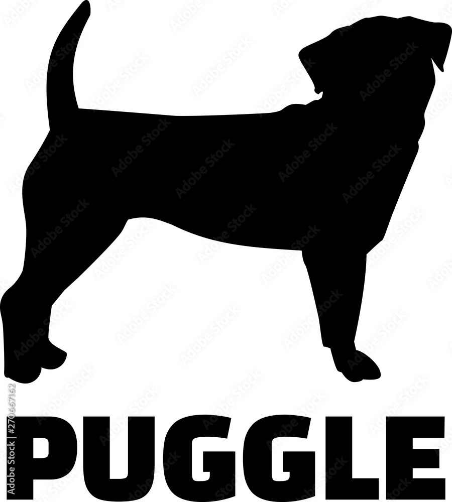 Puggle silhouette with name
