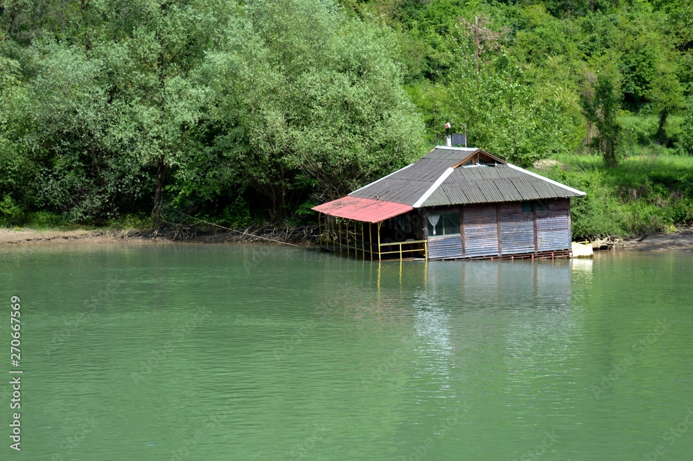 the wooden raft sank into the river the wooden raft sank into the river