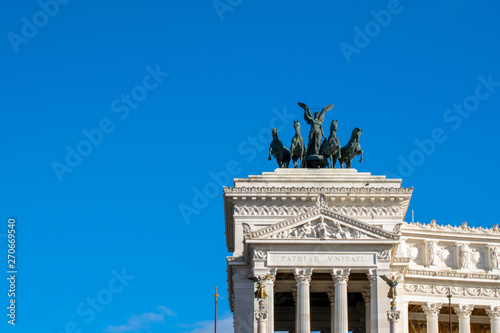 Quadriga on top of Monument Vittorio Emanuele, Altare della Patria,  Piazza Venezia, Rome Italy