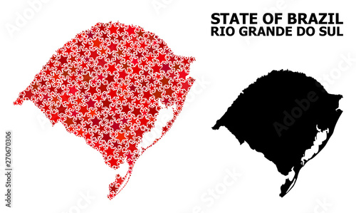 Red Star Mosaic Map of Rio Grande Do Sul State