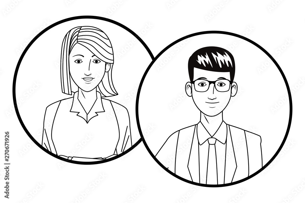 business couple avatar profile picture in round icons black and white business couple avatar profile picture in round icons black and white