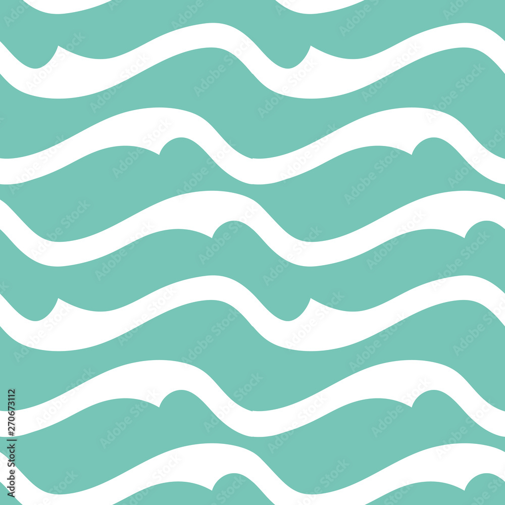 Bold ocean waves seamless pattern in turquoise and white. Great for beach and spa, destination wedding invitations, summer events and celebrations,home decor, fashion and and textiles. Vector.