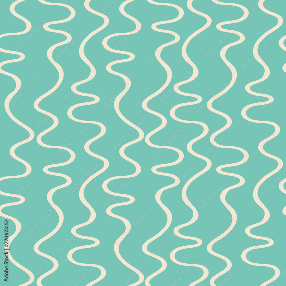 Squiggly line stripes seamless pattern in turquoise and light beige. Conceptual depiction of swimming pool reflections, gentle waves lapping or a straightforward abstract design. Vector. Squiggly line stripes seamless pattern in turquoise and light beige. Conceptual depiction of swimming pool reflections, gentle waves lapping or a straightforward abstract design. Vector.