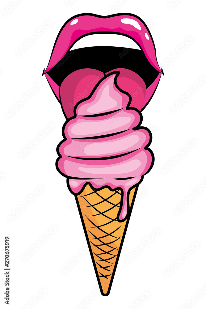 Pop art ice cream cartoon