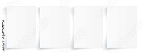 Blank A4 sheet of white paper with shadow, template for your design. Set. Vector illustration photo