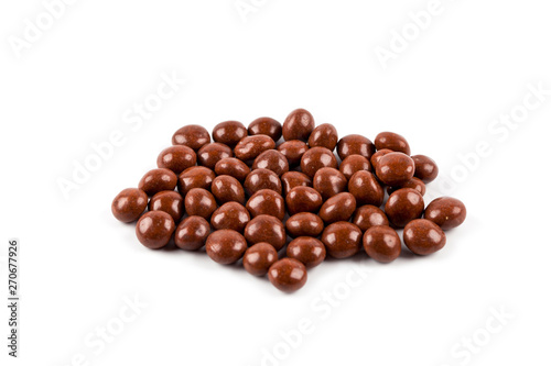Brown chocolate candies group isolated on white background.