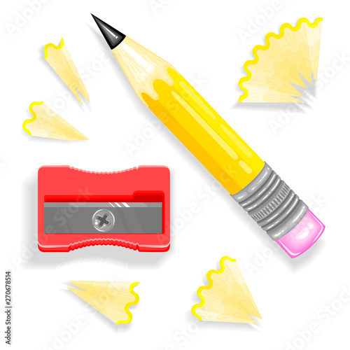 Sharpener, pencil and shavings