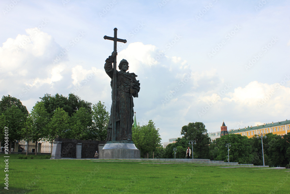Monument to St Vladimir the Great in Borovitskaya Square in central Moscow 
