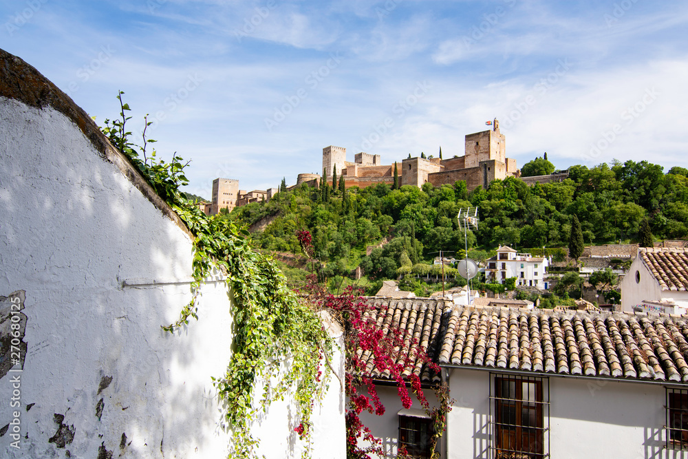 View of the Alhambra from Mirador de los Carvajales - Granada, Spain