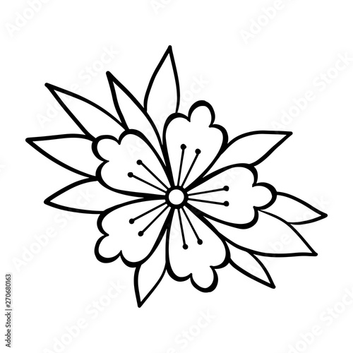 Cherry blossom. Oldschool traditional tattoo element. Vector clipart.Good for printing stickers and transfer tattoos. back to school theme