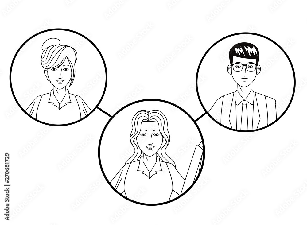 group of business people avatar profile picture in round icon black and white group of business people avatar profile picture in round icon black and white