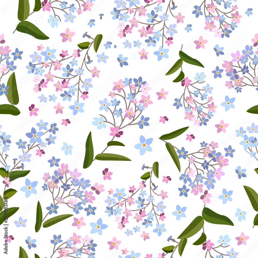 Fototapeta premium Forget-me-not flowers. Flower seamless pattern