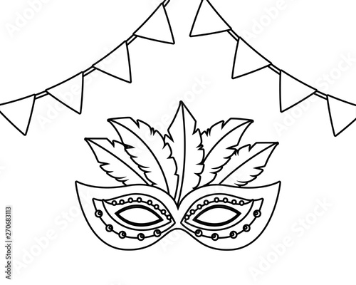 mask brazil carnival in black and white