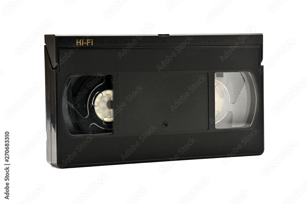 Videotapes for home use on a white background.Videocassette