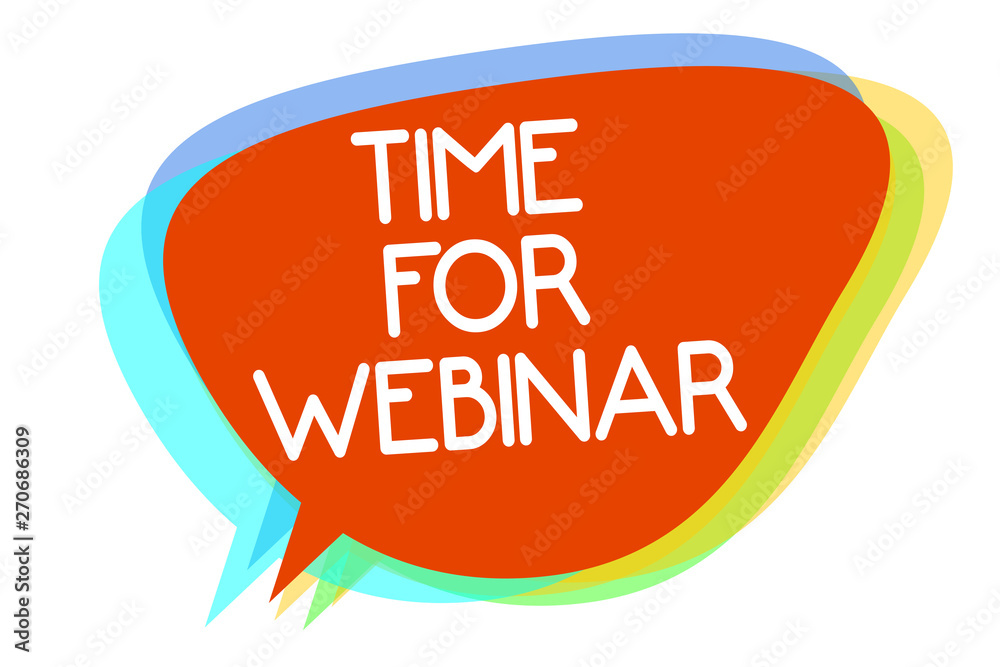 Conceptual hand writing showing Time For Webinar. Business photo showcasing seminar conducted over the Internet Web conferencing Multiline text layer design pattern red background think