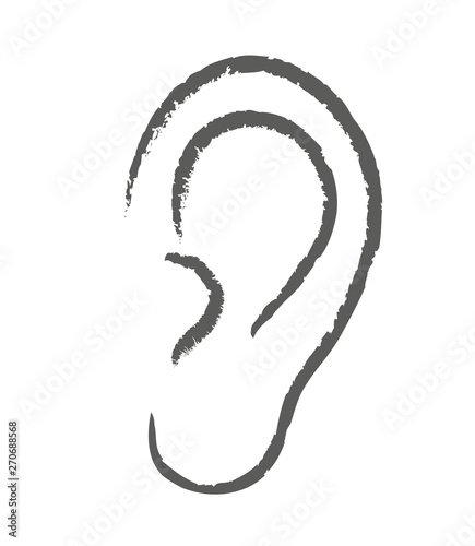 Ear silhouette on a white background. Vector illustration.