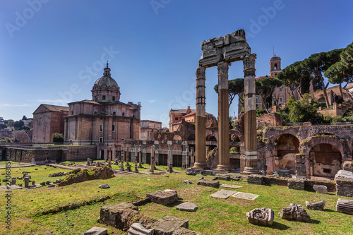 Architectural excavations in Roman Forum. Outdor Italy