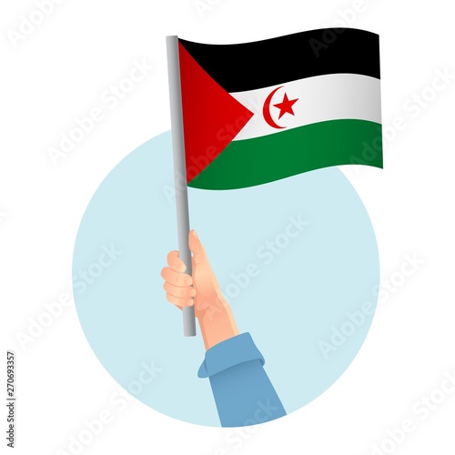 Sahrawi Arab Democratic Republic flag in hand icon