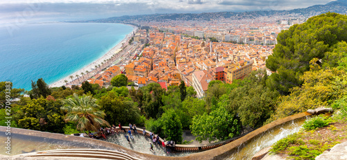 Fototapeta Naklejka Na Ścianę i Meble -  Nice. Aerial view of the streets and roofs of the old town.