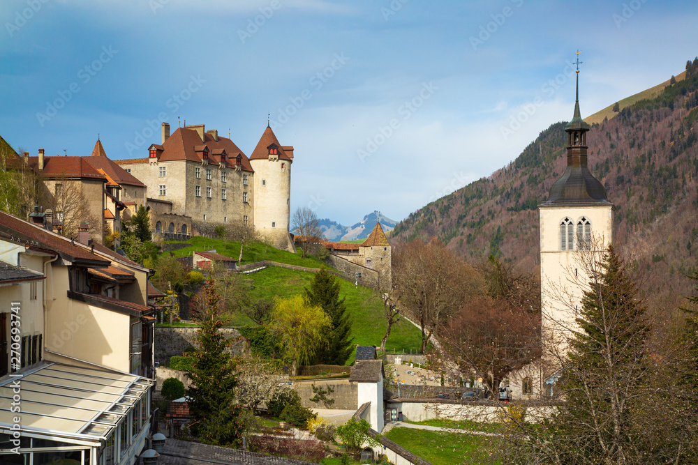 Medieval Town of Gruyeres and Castle, Canton of Fribourg, Switzerland