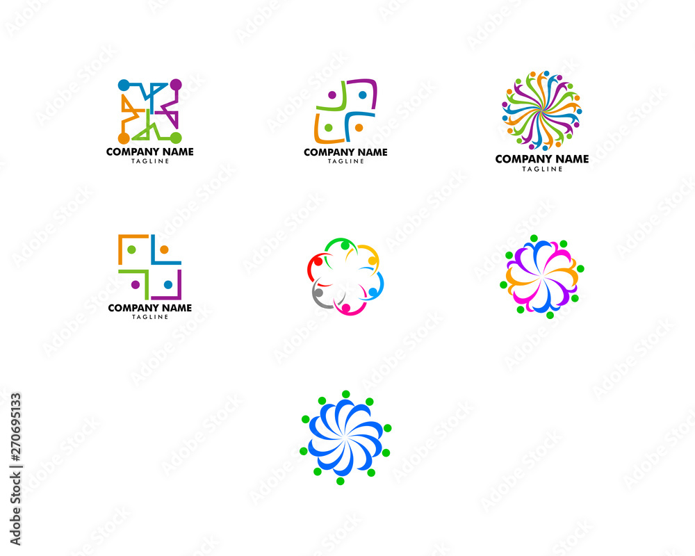Set of Teamwork Management People Group Logo Set of Teamwork Management People Group Logo