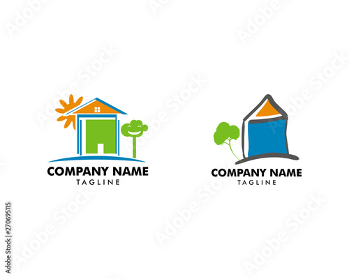 Set of Kids house logo design template