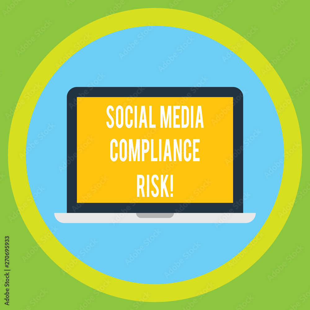 Handwriting text Social Media Compliance Risk. Concept meaning Risks analysisagement on the internet online sharing Laptop Monitor Personal Computer Device Tablet Blank Screen for Text Space Handwriting text Social Media Compliance Risk. Concept meaning Risks analysisagement on the internet online sharing Laptop Monitor Personal Computer Device Tablet Blank Screen for Text Space