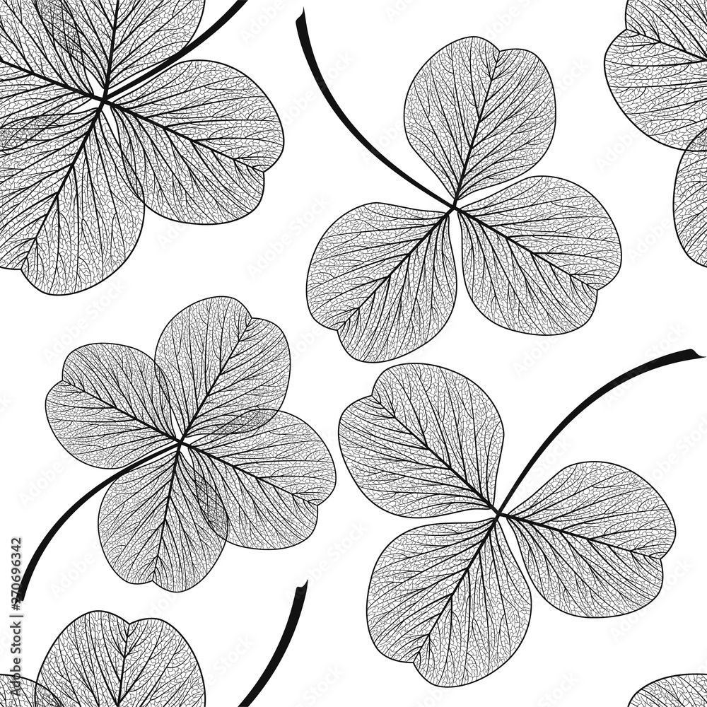 Seamless pattern with  clover leaves. Vector, EPS 10.