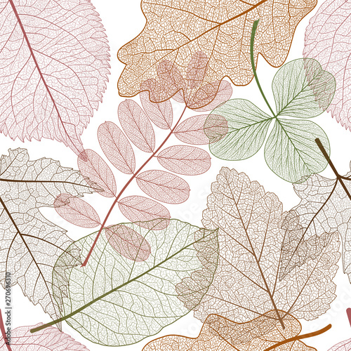 Seamless pattern with colored leaves. Vector  EPS 10.