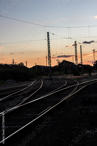  train track and sunset