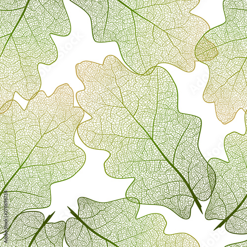 Seamless pattern with green oak leaves. Vector, EPS 10.