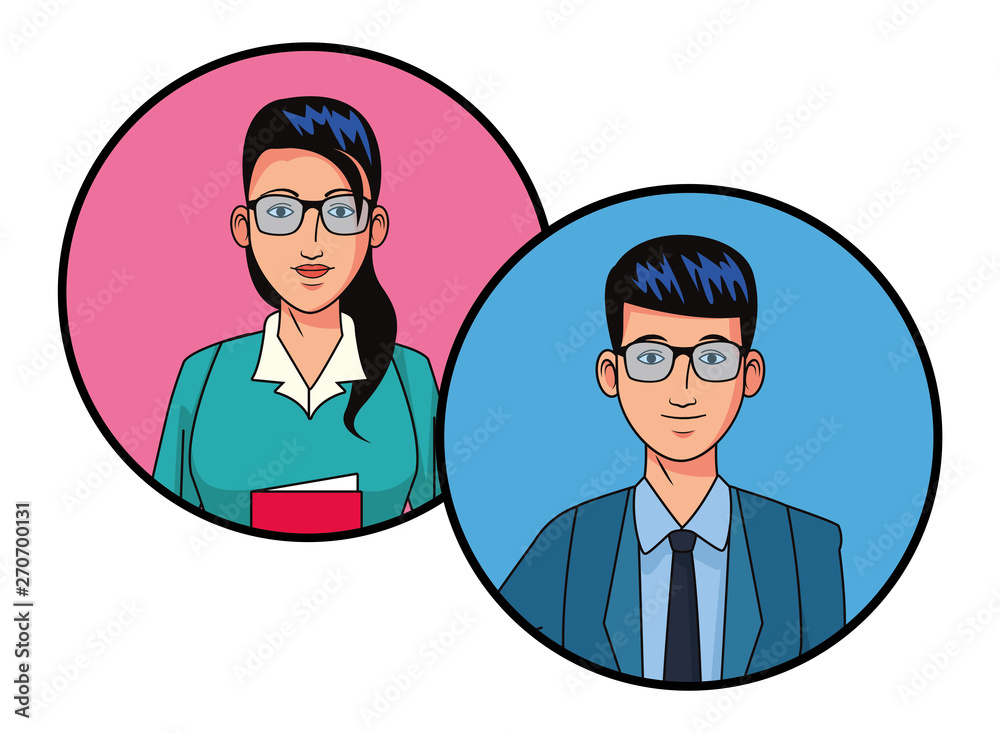 business couple avatar profile picture in round icons business couple avatar profile picture in round icons