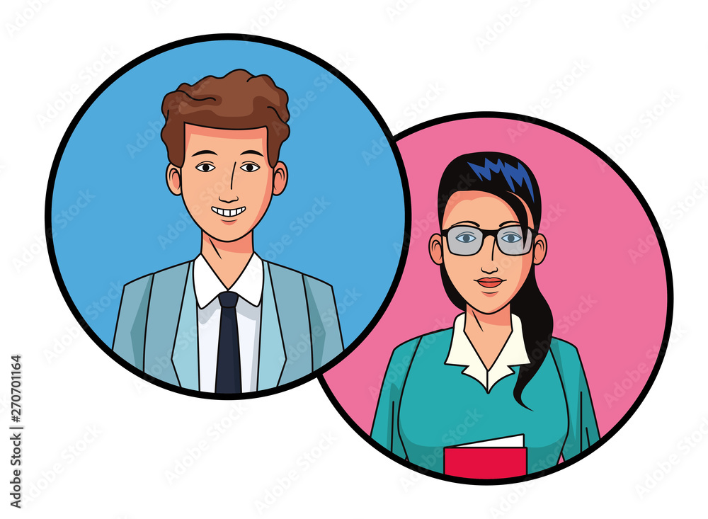 business couple avatar profile picture in round icons business couple avatar profile picture in round icons
