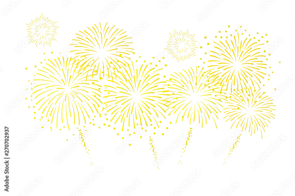 Vector gold fireworks illustration on white background Stock Vector ...