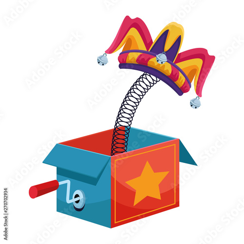 joke surprise box with jester hat