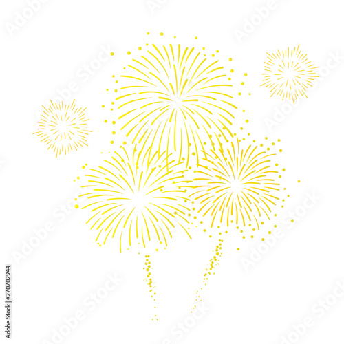 Vector gold fireworks illustration on white background