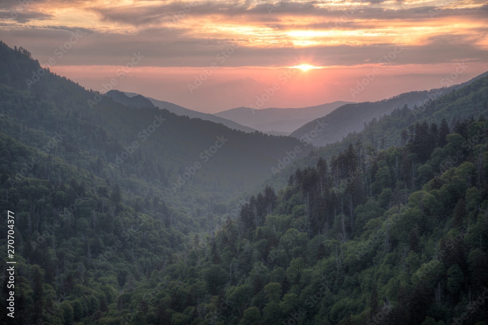 Sunset over the Great Smoky Mountains National Park.