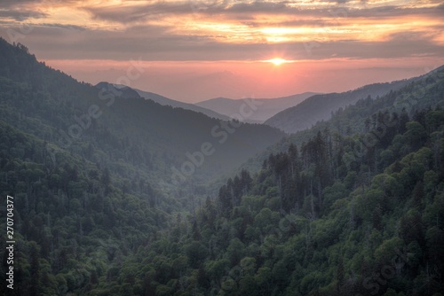 Sunset over the Great Smoky Mountains National Park. © bettys4240