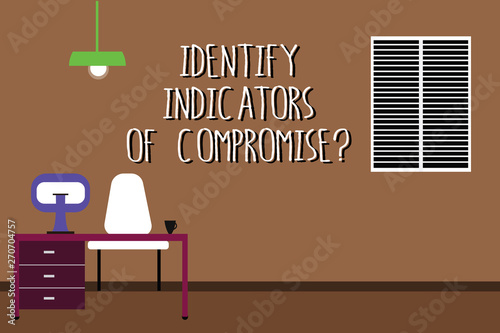 Word writing text Identify Indicators Of Compromise. Business concept for Detect malware online attacks hacking Work Space Minimalist Interior Computer and Study Area Inside a Room photo