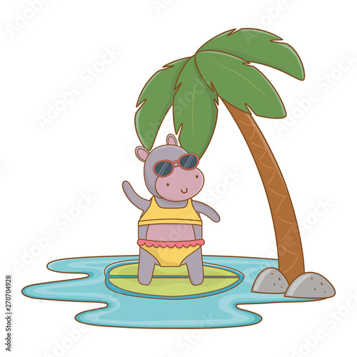 cute animal enjoying summer time cartoon