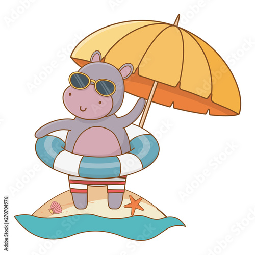 cute animal enjoying summer time cartoon
