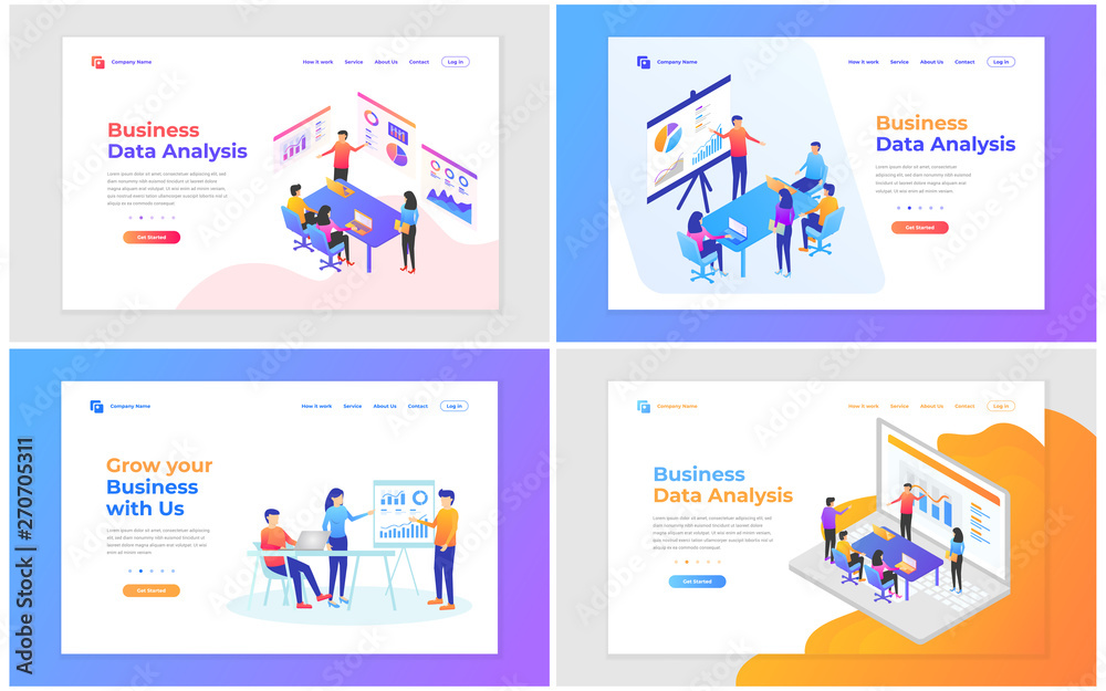 vector illustration of teamwork, business analysis and strategy. Set of modern vector illustration concepts for website and mobile website development.