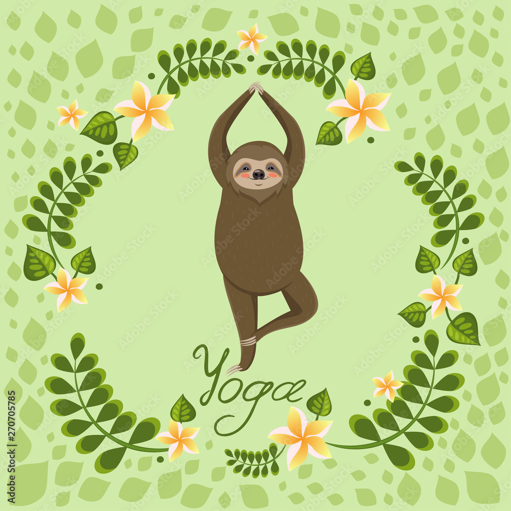Cute cartoon animals in yoga poses - hand drawn Vector Image